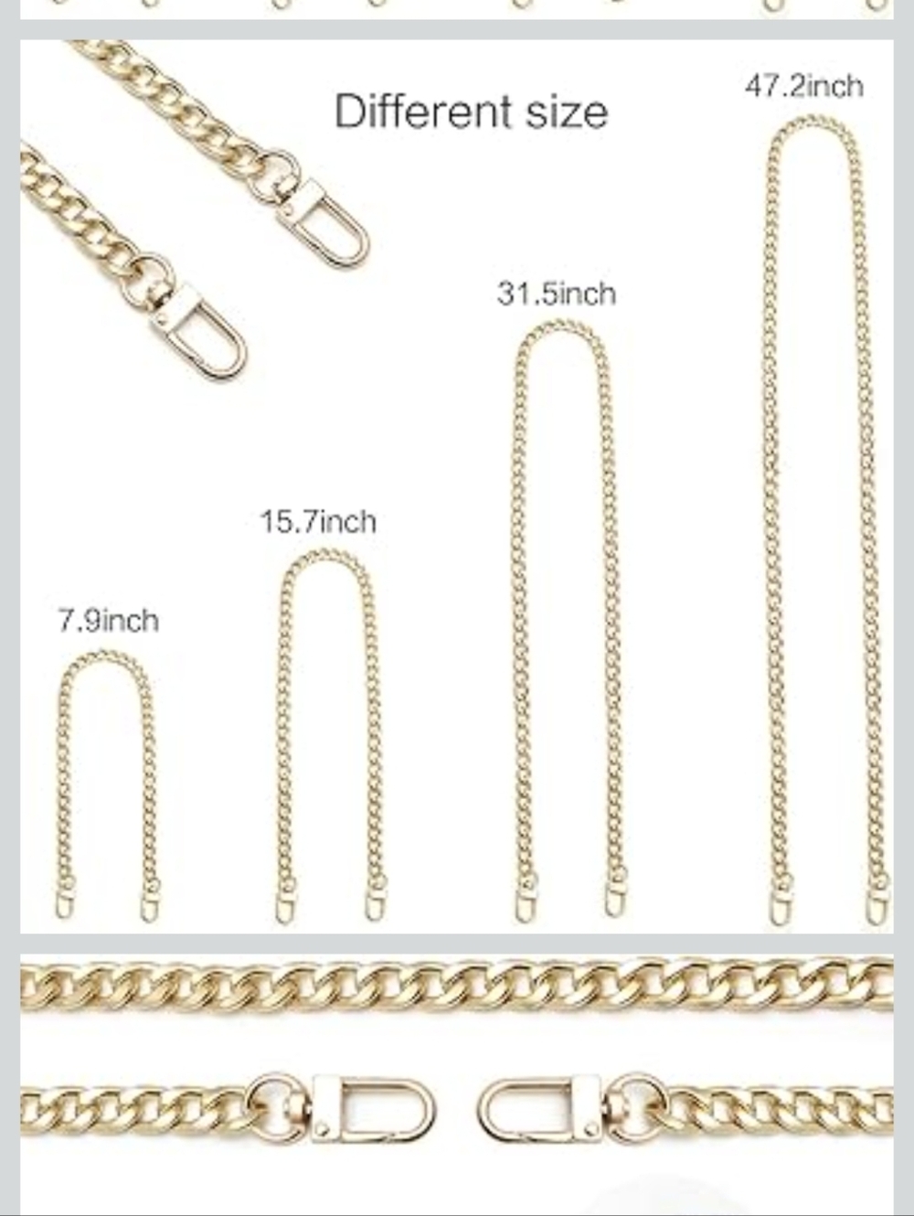 Replacement Purse Chain Strap/ Purse Necklace NEW, 4 Size Opt., Price For 1